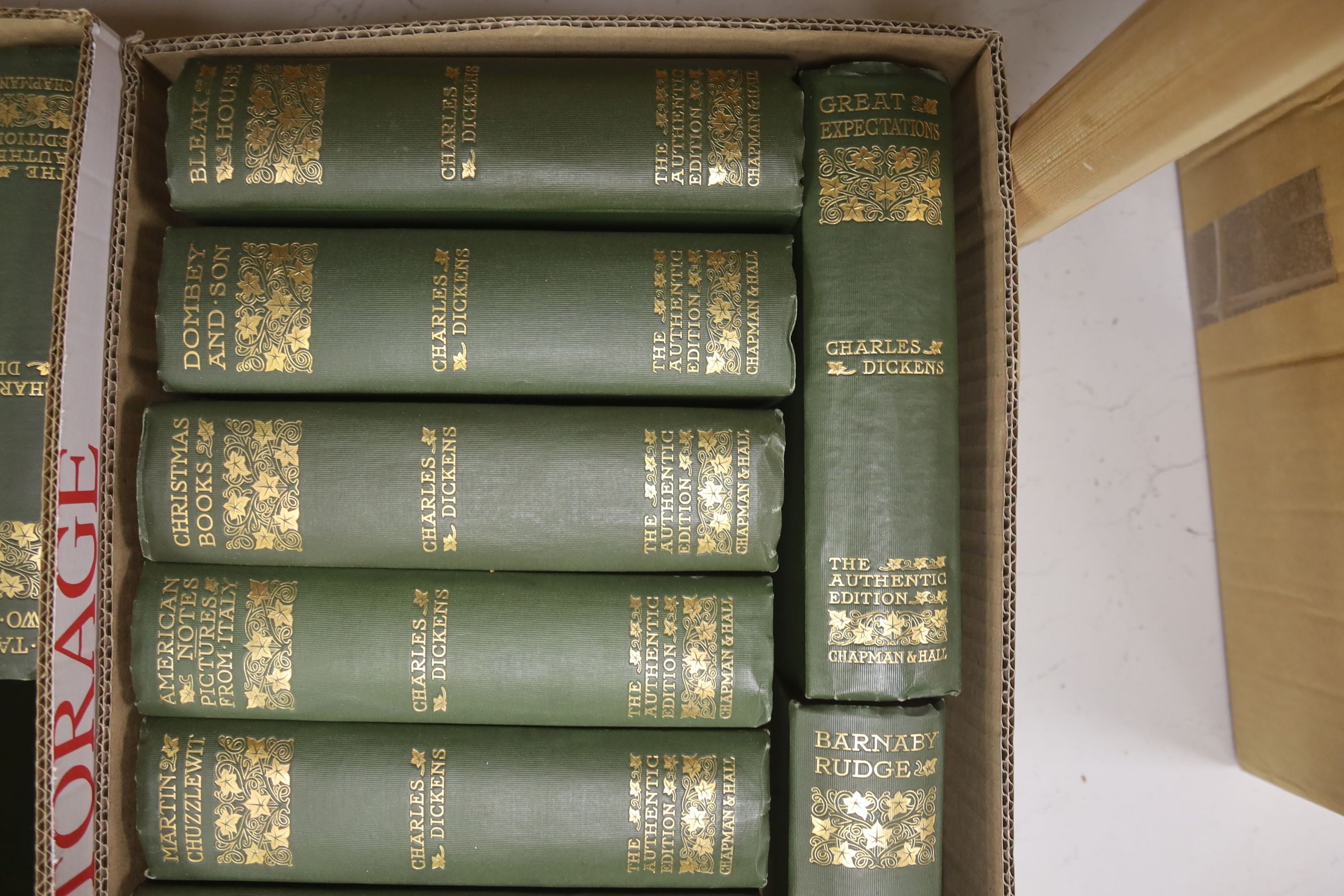 Dickens, Charles - Works, - Authentic Edition, 21 vols, 8vo, green cloth gilt, Chapman and Hall, London, 1901-[06]